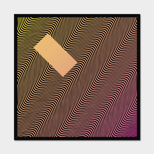 Abstract design with wavy lines and a diamond shape on a gradient background